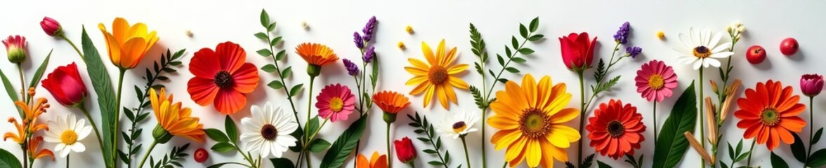 Beautiful assortment of dried flowers and plants organized in artistic knolling style, art, knolling