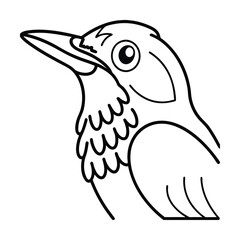 Isolated vector illustration of a kookaburra bird line art style perfect for coloring books and educational materials