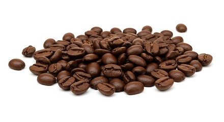 Fototapeta premium Coffee beans white background. Brazilian food
