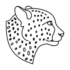 Elegant minimalist cheetah head outline vector illustration for graphic design and branding projects