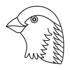 Sparrow head outline illustration bird drawing black and white vector graphic minimalist design