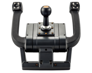 Professional flight simulator control for immersive gaming on a transparent background