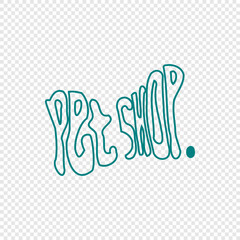 pet shop logo. playful blue outline handwritten font