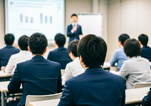 ビジネス講習を受けるサラリーマンたち