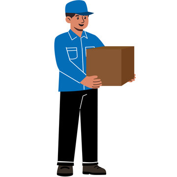 recommend clip art: Delivery Man Holding a Cardboard Box