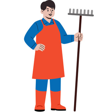 recommend clip art: Gardener Holding a Rake