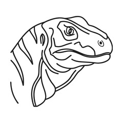 Monoline illustration of a velociraptor head side view dinosaur silhouette vector artwork