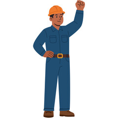 worker raising a fist