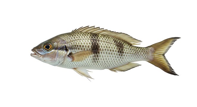 A tambaqui fish white background. Brazilian food