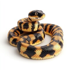Obraz premium A striking, coiled carpet python against a white background.