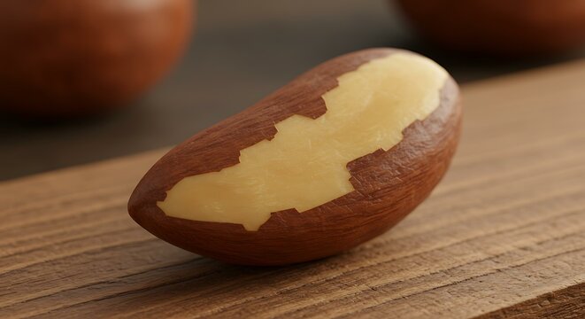Castanha do Brasil marrom sobre madeira