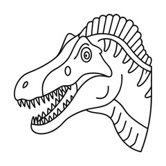Outline illustration of tyrannosaurus rex head profile isolated on white background design for kids © Mamatarani