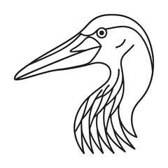 Heron head vector illustration minimalist line art design elegant bird symbol isolated