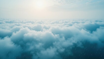 Obraz premium Soothing rainfall over rolling clouds aerial view nature photography serene environment tranquil atmosphere