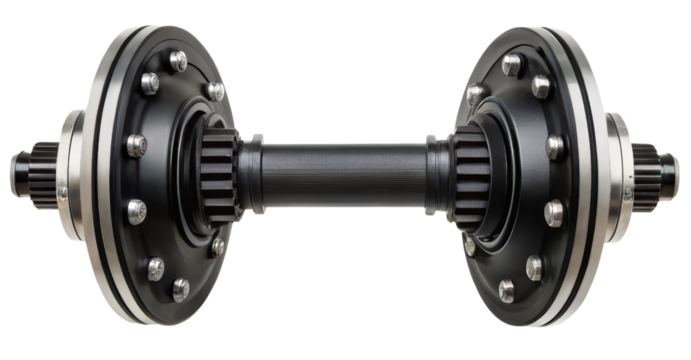 Heavy-duty dumbbell designed for strength training on a transparent background