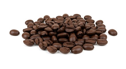 Naklejka premium Coffee beans white background. Brazilian food