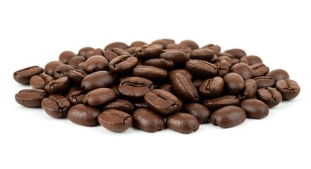 Naklejka premium Fresh roasted coffee beans white background. Brazilian food