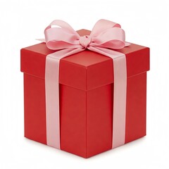 Obraz premium Red Gift Box Pink Ribbon