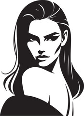 Elegant Abstract Female Silhouette Vector with Flowing Hair on White Background