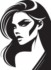 Elegant Abstract Female Silhouette Vector with Flowing Hair on White Background