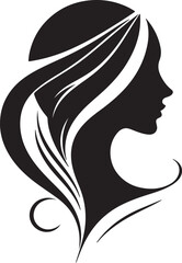 Elegant Abstract Female Silhouette Vector with Flowing Hair on White Background