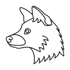 Wolf head outline vector illustration simple line art animal icon isolated on white background