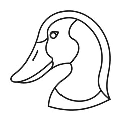 Duck head outline vector illustration minimalist wildlife design simple black and white bird icon