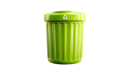 green recycle bin isolated on white or transparent background