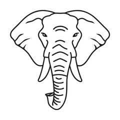 Minimalist elephant head illustration black outline graphic animal design element wild life theme linear art