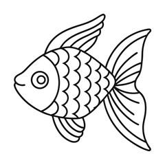 Simple line art illustration of a goldfish aquatic animal sea creature outline vector
