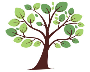 Obraz premium Stylized Tree Illustration with Green Leaves and Brown Trunk
