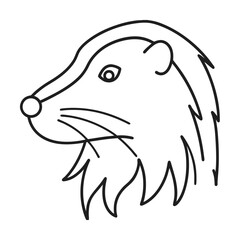 Simple line art illustration of a badger head wildlife animal minimalist outline
