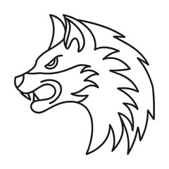 Stylized wolf head outline fierce animal design predatory wildlife mascot graphic symbol isolated