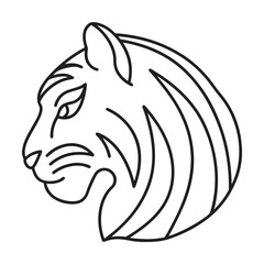 Tiger head outline vector illustration minimalist design simple black lines elegant animal graphic profile