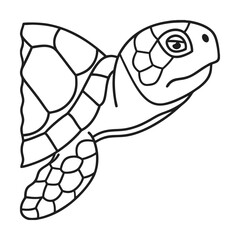 Sea turtle outline illustration simple black and white vector design perfect for coloring books and educational resources