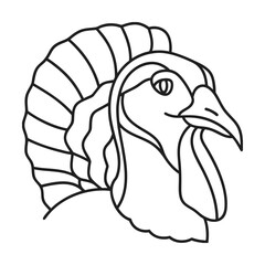 Turkey head outline vector graphic for autumn harvest and thanksgiving themed design projects