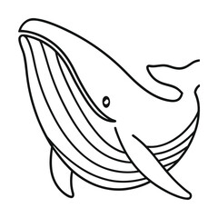 Simple line art illustration of a humpback whale ocean life marine mammal outline icon aquatic animal