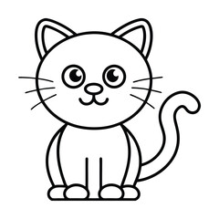 Cute cartoon cat outline vector illustration for childrens books and coloring pages
