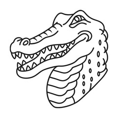 Detailed line art illustration of an alligator head profile aggressive expression simple design