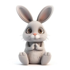 Obraz premium Cute 3D rendered cartoon bunny sits patiently.