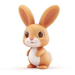 Fototapeta premium Adorable, cartoonish 3D rendered bunny illustration.