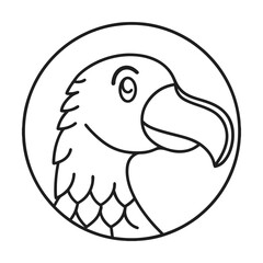 Toucan bird circle outline illustration minimalist style design element black and white simple cartoon graphic
