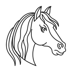 Horse head outline illustration elegant minimalist design black and white equestrian artwork linear style animal portrait