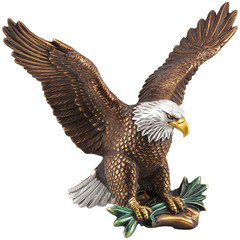 Obraz premium shiny bald eagle figurine with wings slightly spread isolated