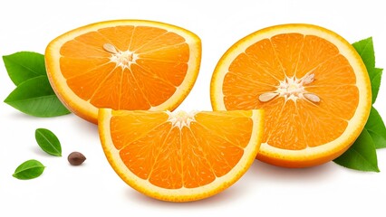 Fototapeta premium Sliced Oranges with Green Leaves