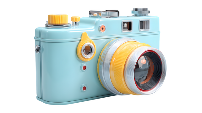 old photo camera isolated on white or transparent background