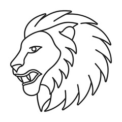 Lion head outline vector illustration minimalist style graphic design element for logos and branding