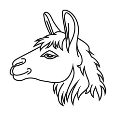 Llama head profile outline drawing animal illustration graphic design cute farm animal minimalist black and white