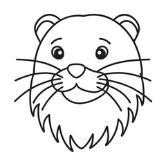 Cute otter face outline illustration for coloring books or simple graphic designs for kids