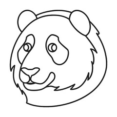Simple panda bear face outline vector illustration perfect for coloring books and childrens educational materials